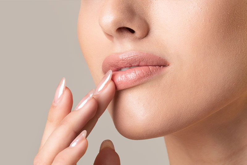 Full lips after dermal filler procedure