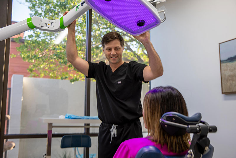 doctor explaining dental implants